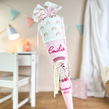 Schultüte Pferdeliebe Regenbogen Pink