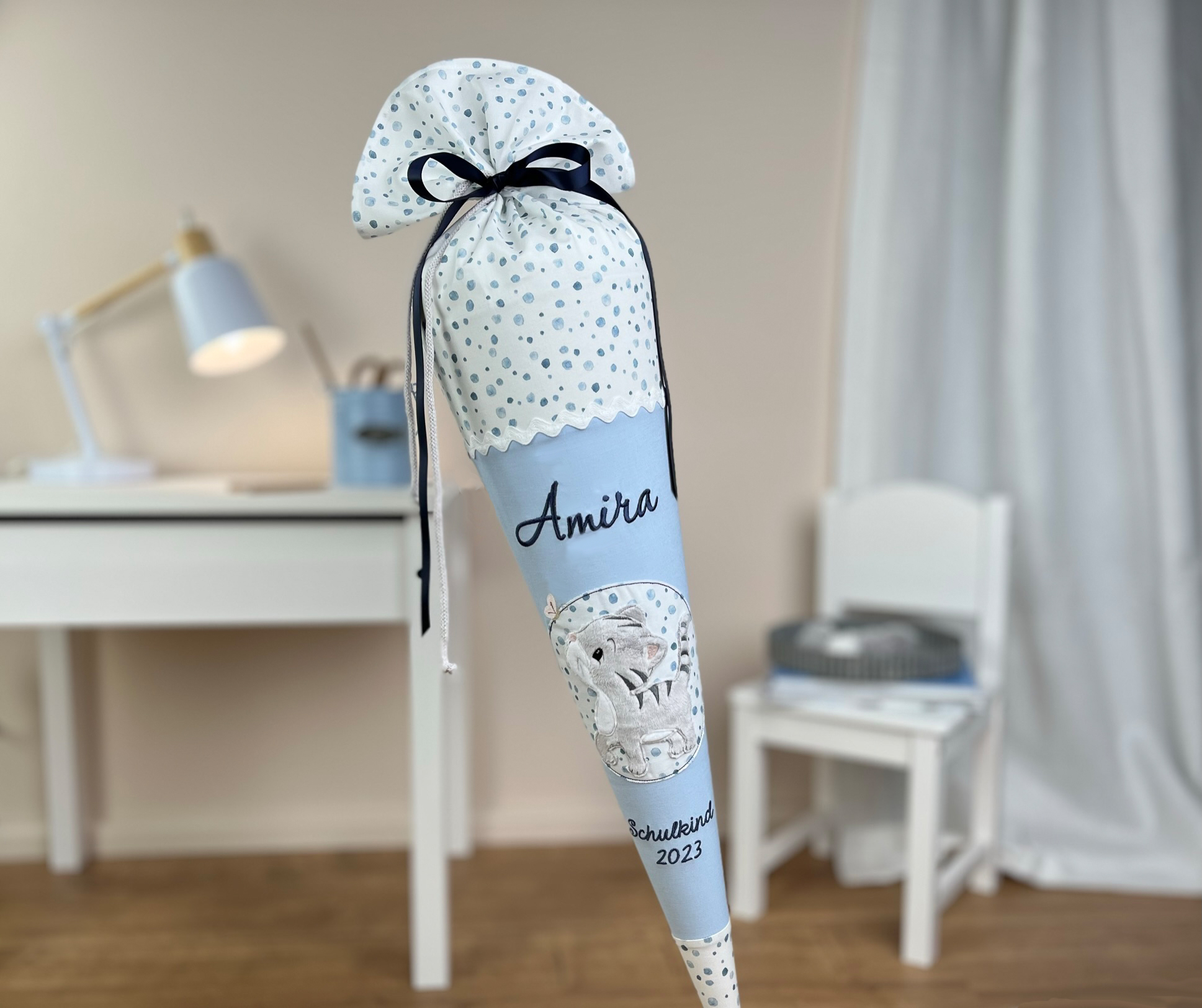 Schultüte Katze hellblau