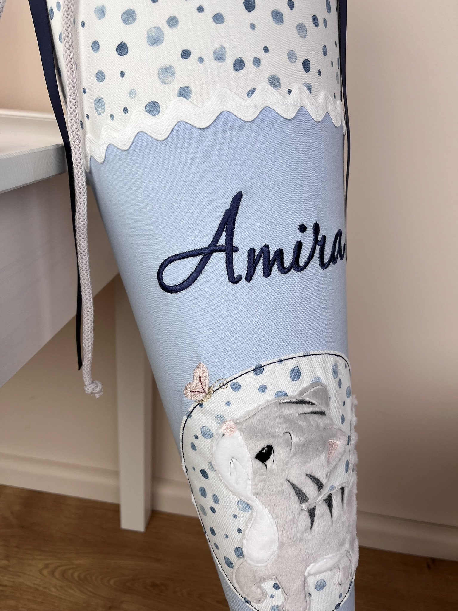 Schultüte Katze hellblau