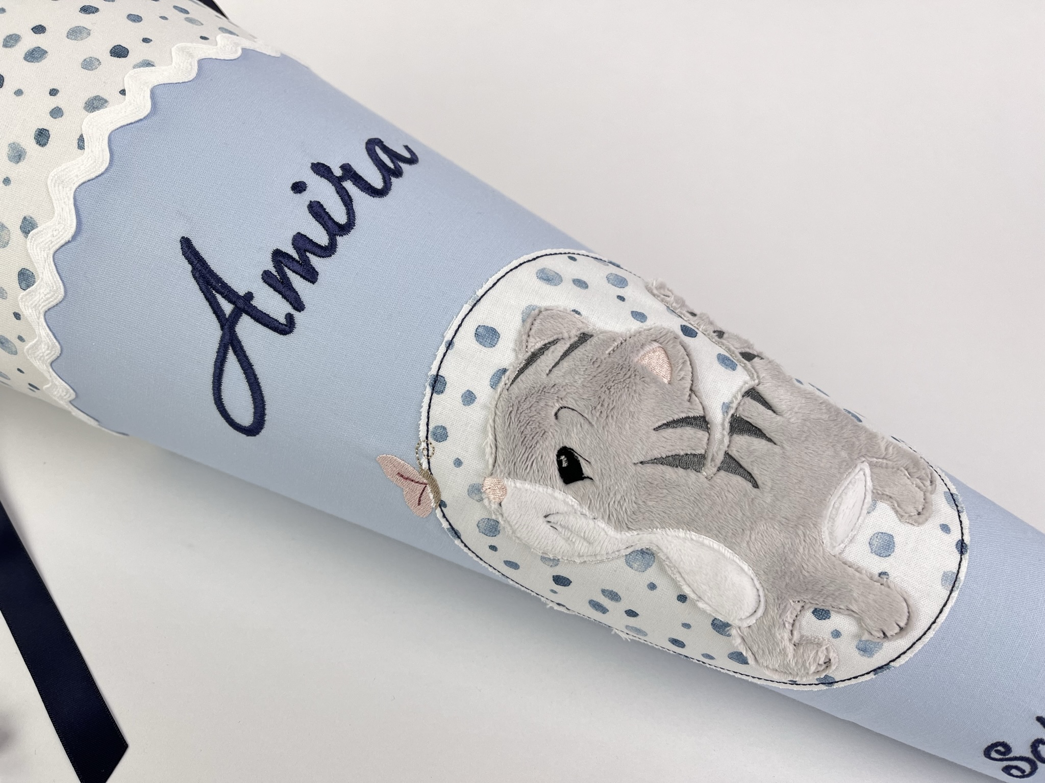 Schultüte Katze hellblau