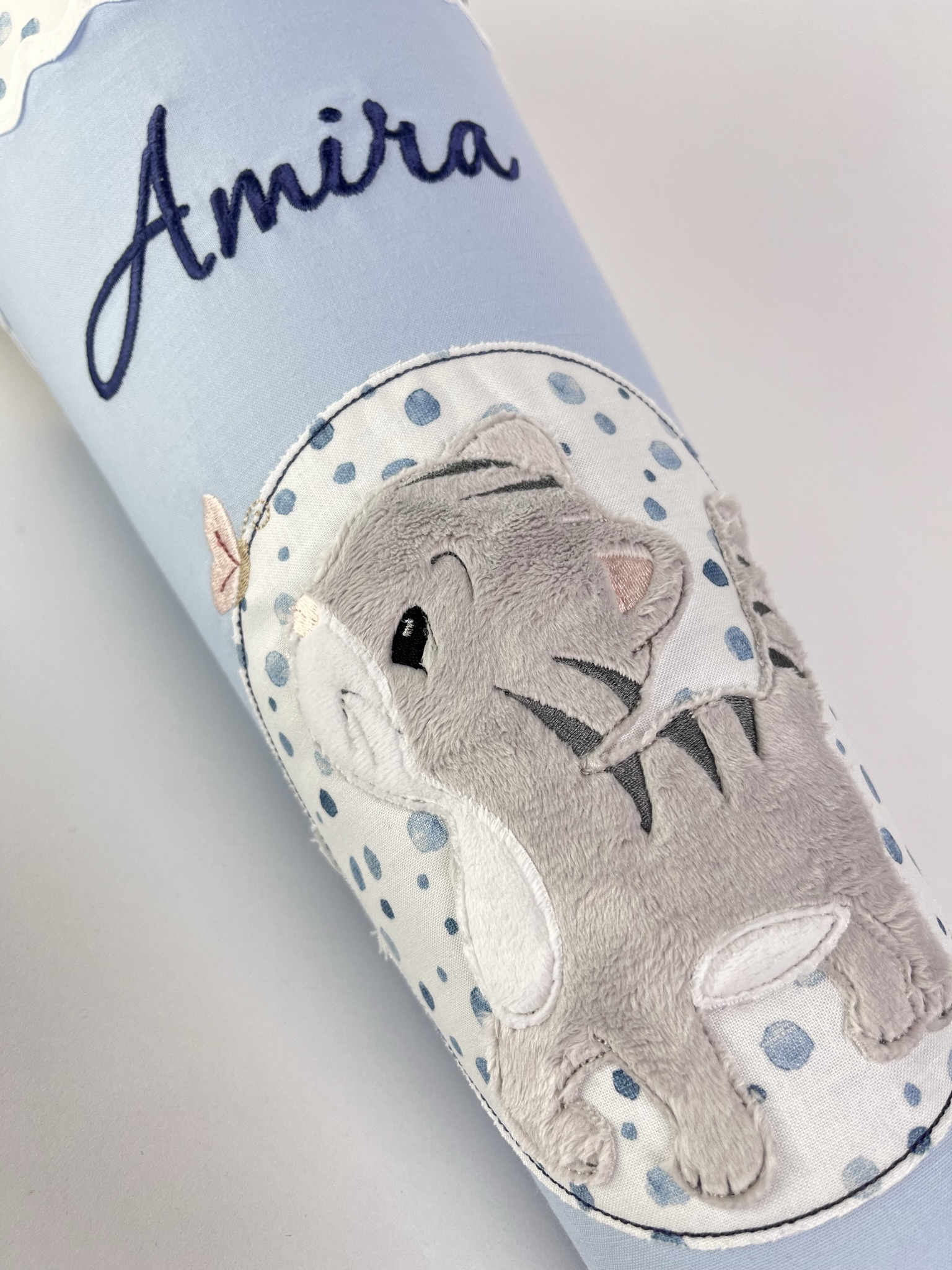 Schultüte Katze hellblau