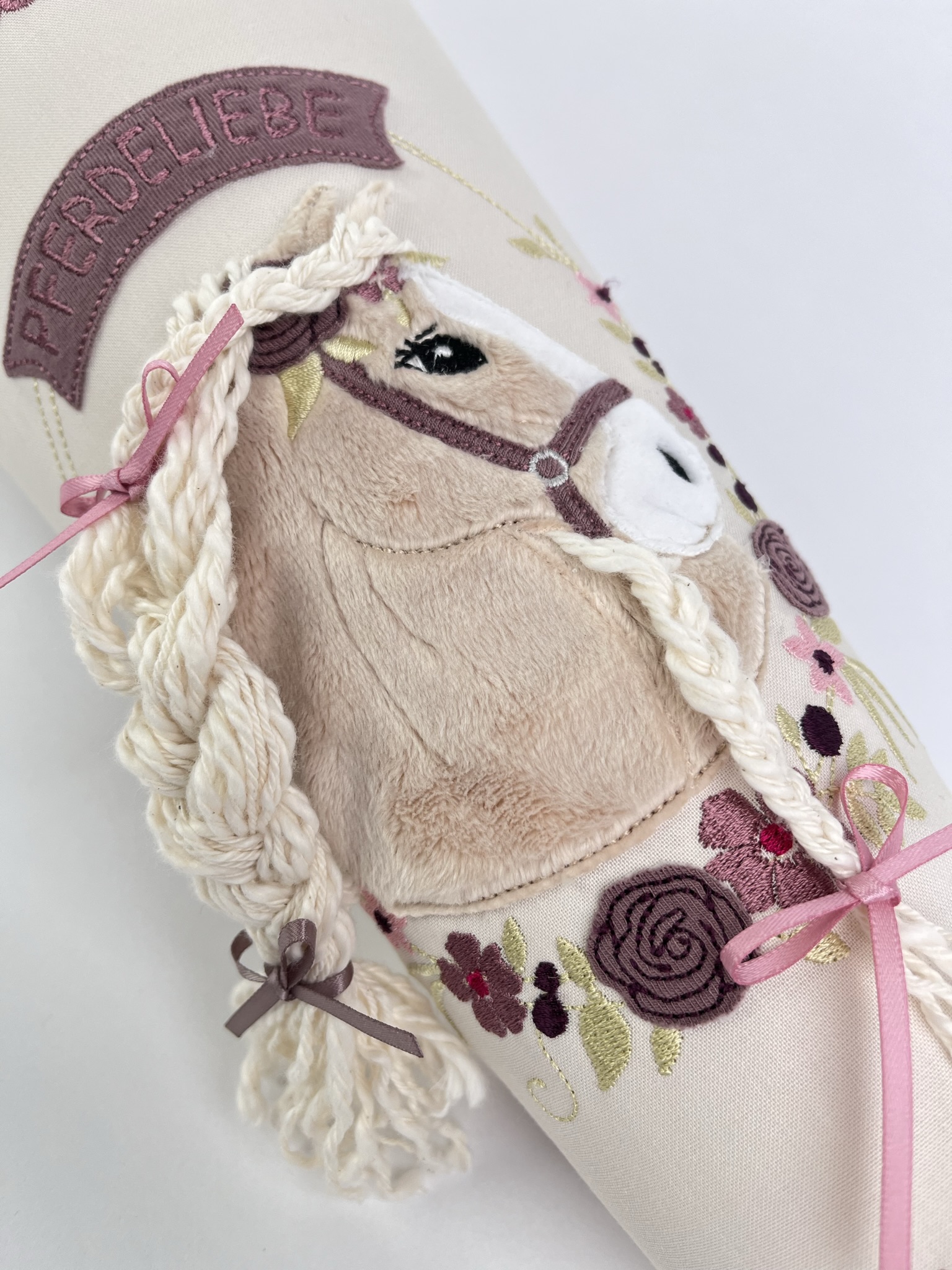 Schultüte Pferdeliebe Blümchen creme