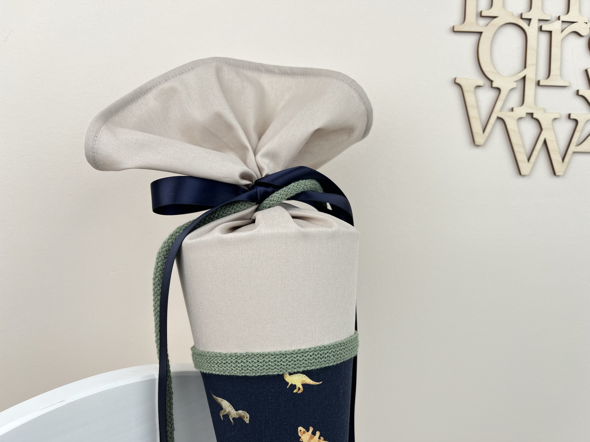 Geschwistertüte Kindergartentüte Dino beige