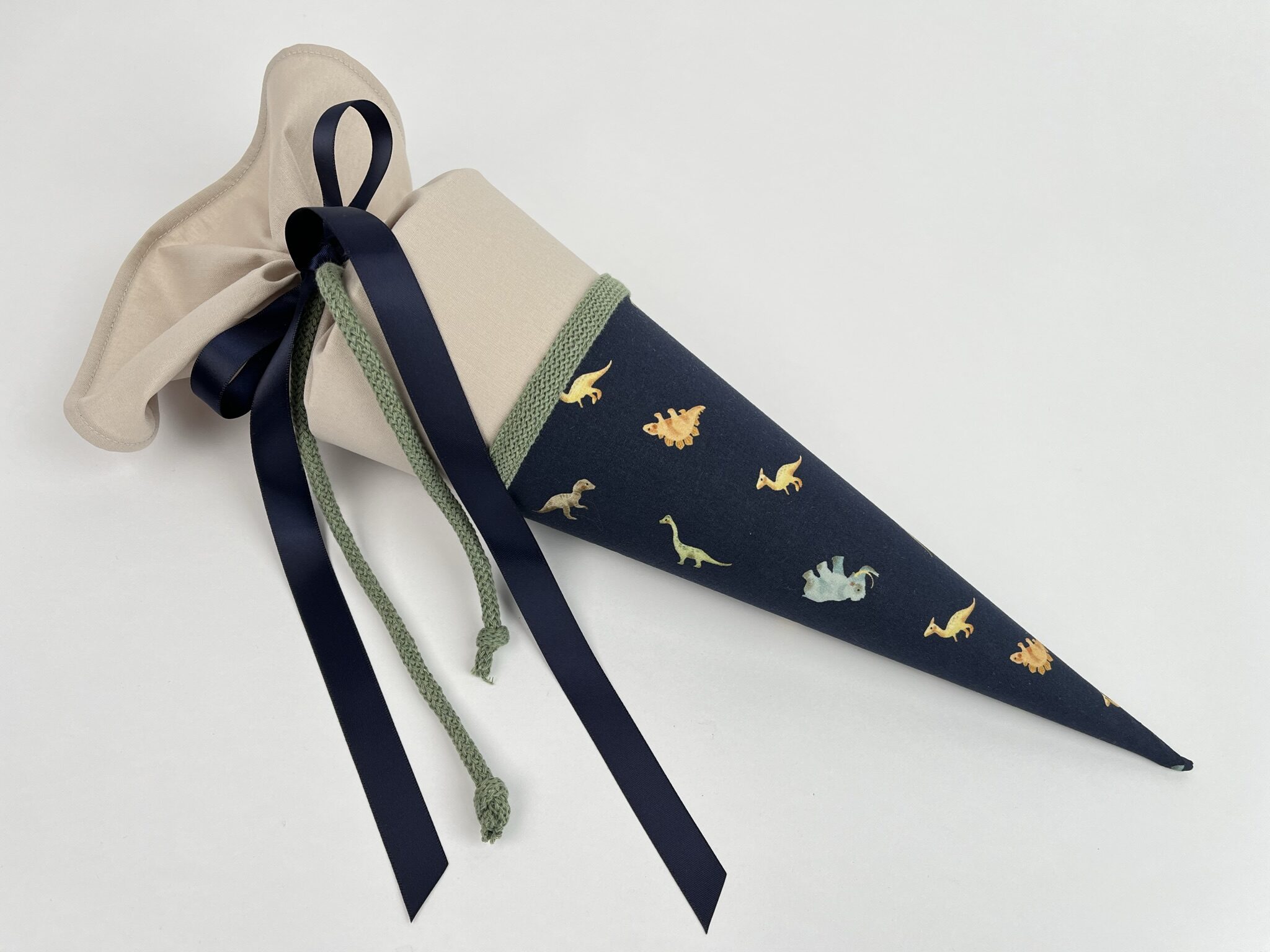 Geschwistertüte Kindergartentüte Dino beige