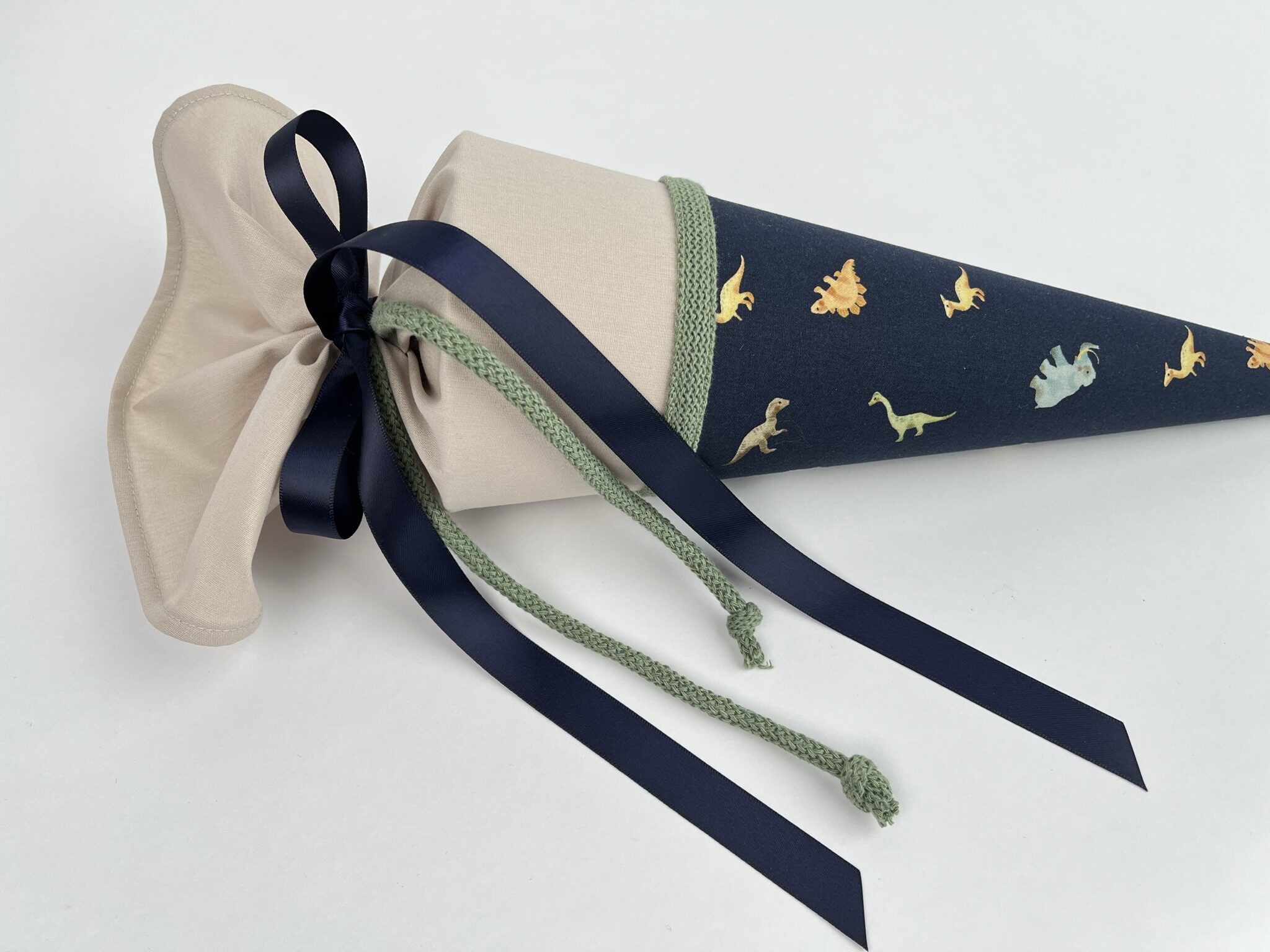 Geschwistertüte Kindergartentüte Dino beige