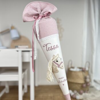 Schultüte Pferd rosa Musselin