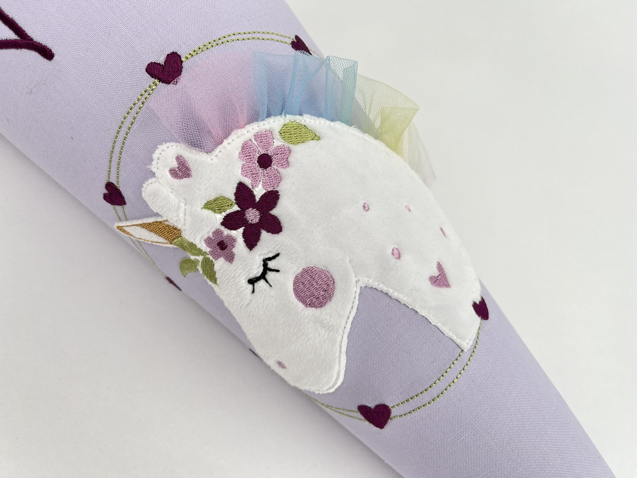 Schultüte Einhorn Musselin Marine Goldsprenkel