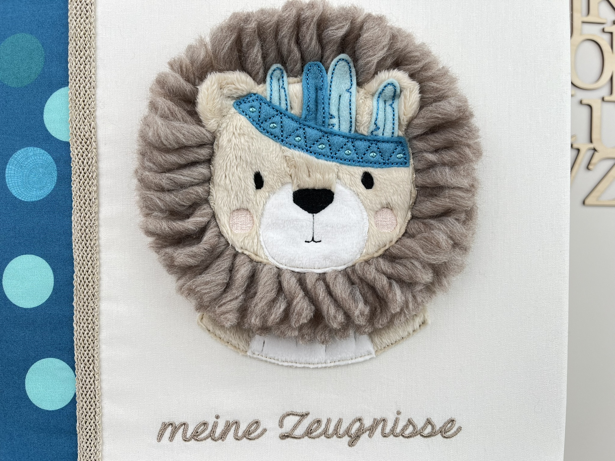 Zeugnismappe Löwe aus Stoff passend zum Ranzen