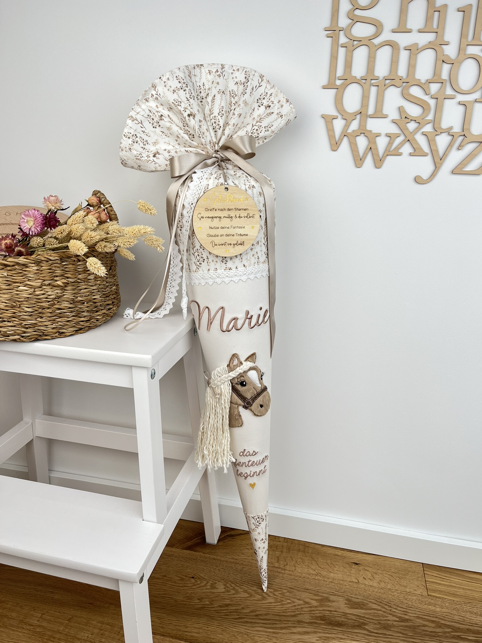 Holz Anhänger - Schulkind - Sprüche – Lasergravur Gold Geschenk