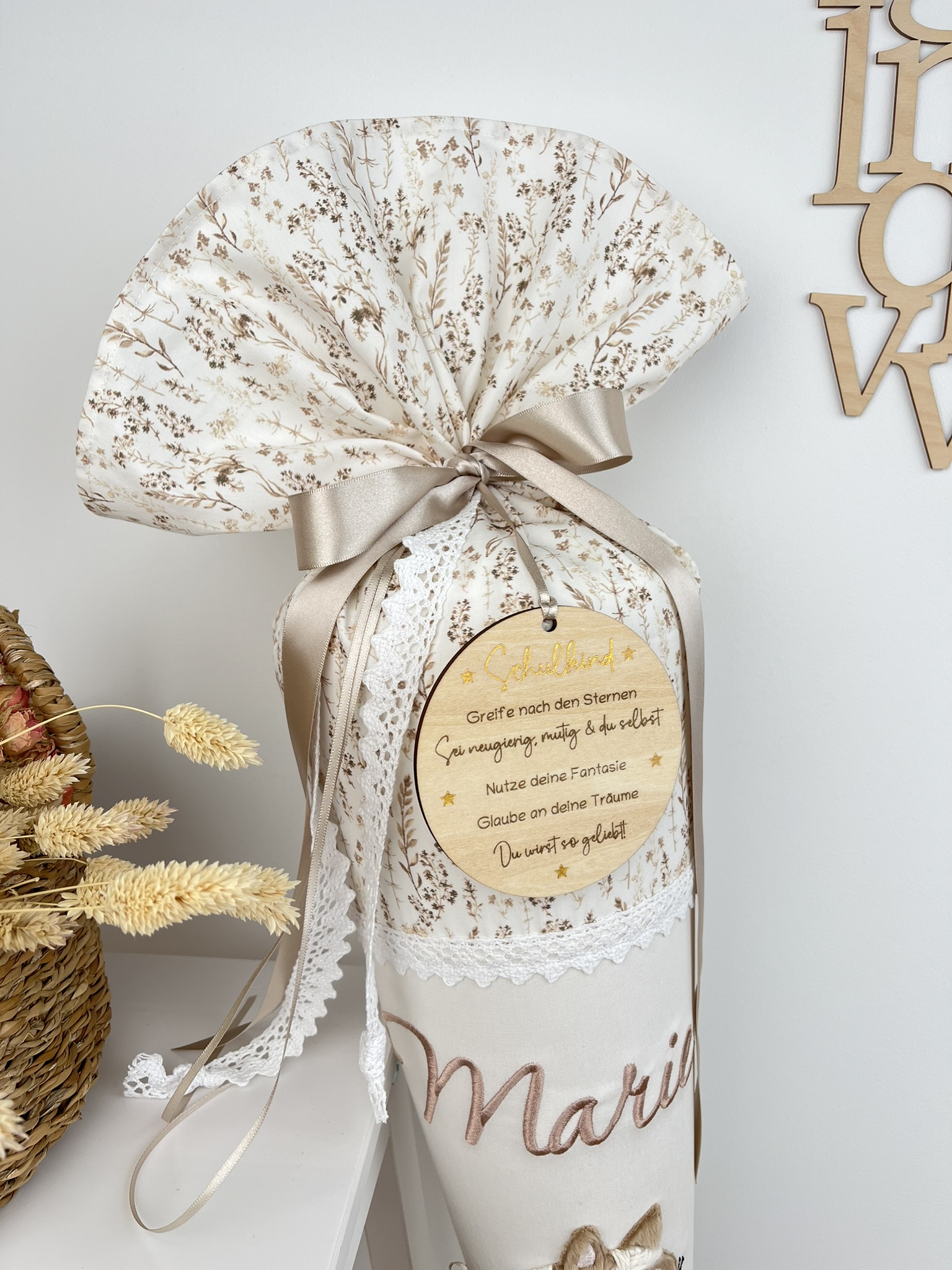 Holz Anhänger - Schulkind - Sprüche – Lasergravur Gold Geschenk