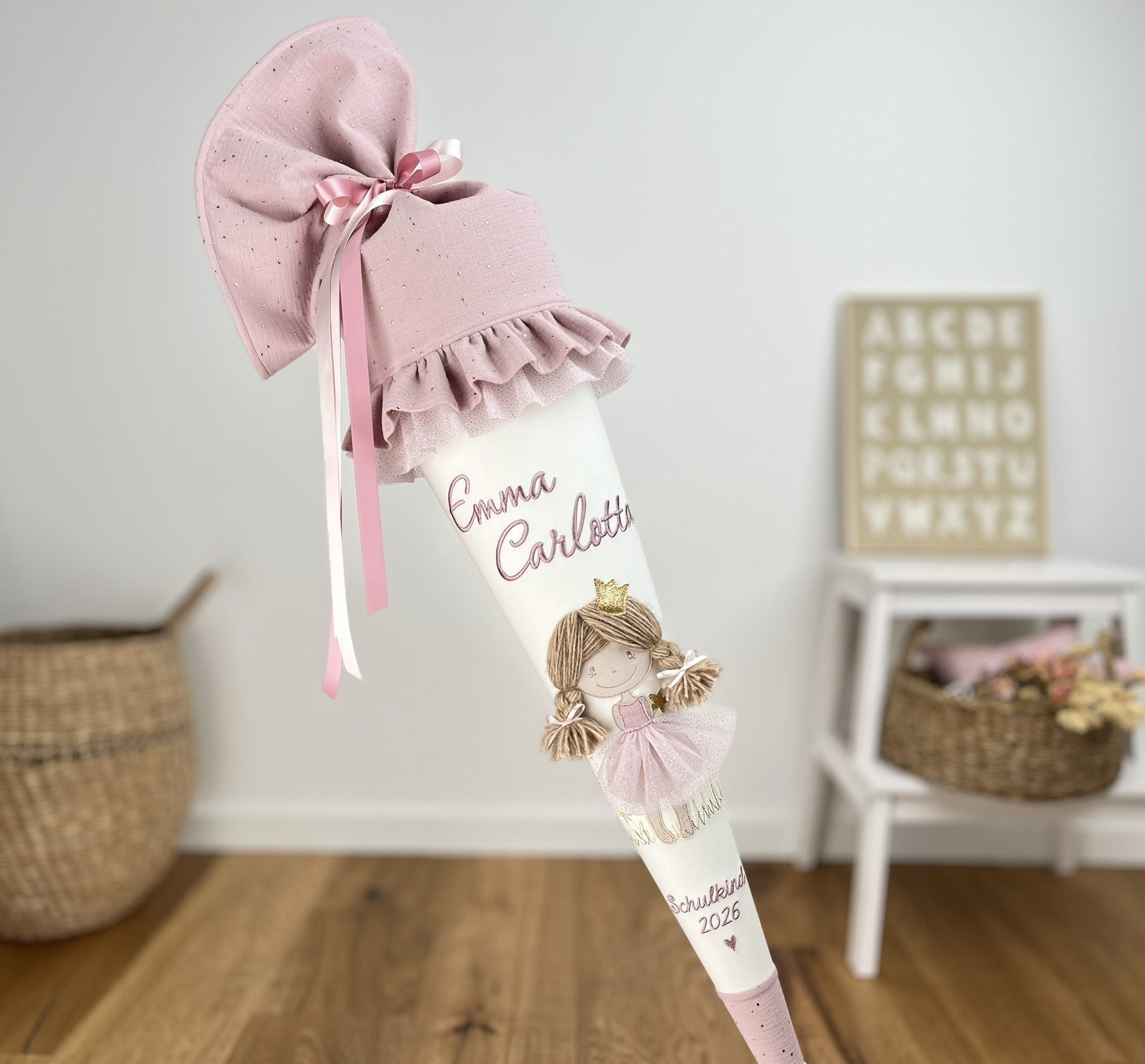 Schultüte Prinzessin rosa Musselin