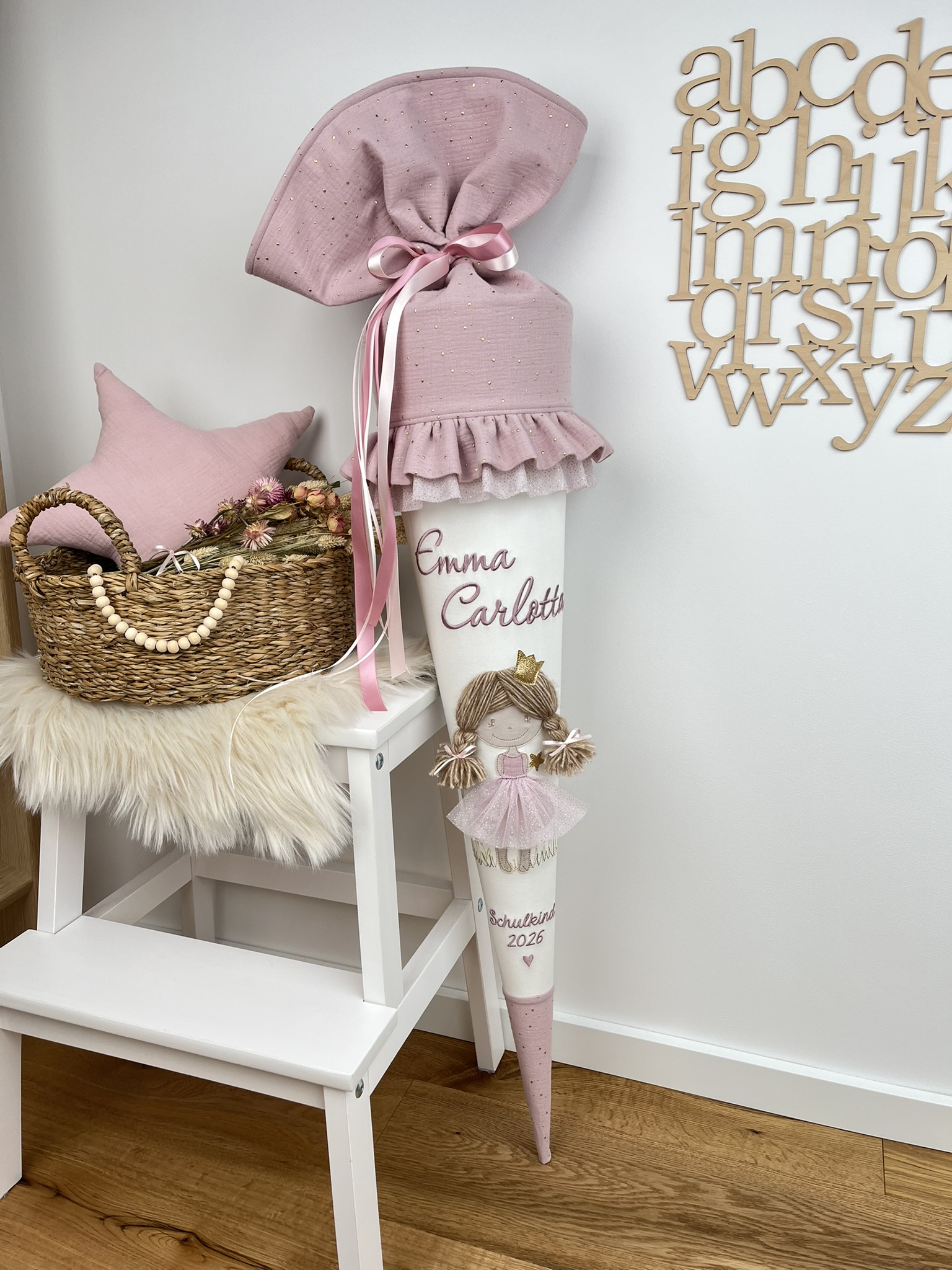 Schultüte Prinzessin rosa Musselin