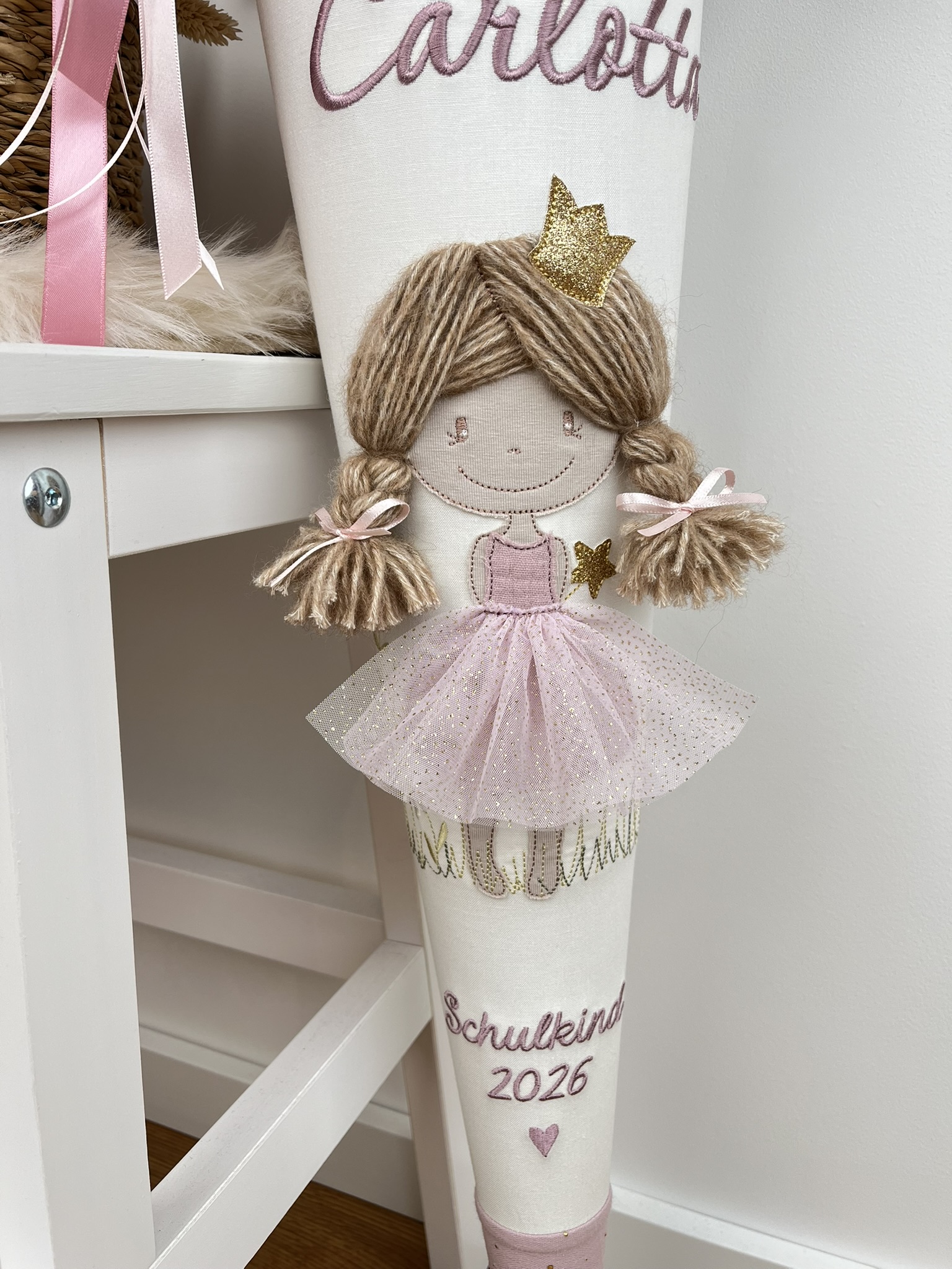 Schultüte Prinzessin rosa Musselin