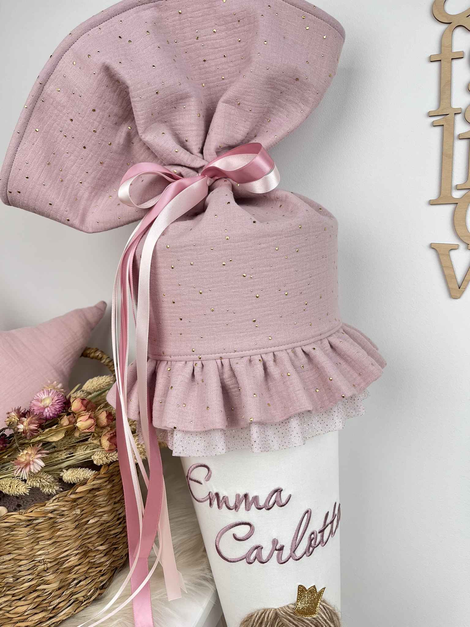 Schultüte Prinzessin rosa Musselin