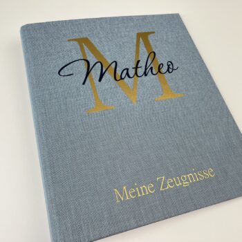 Personalisierte Zeugnismappe aus Leinen