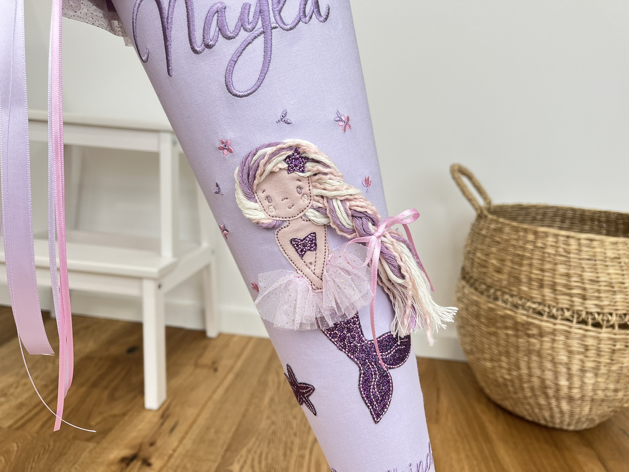 Schultüte „Meerjungfrau“ – Flieder & Lila mit Glitzer & Tüll