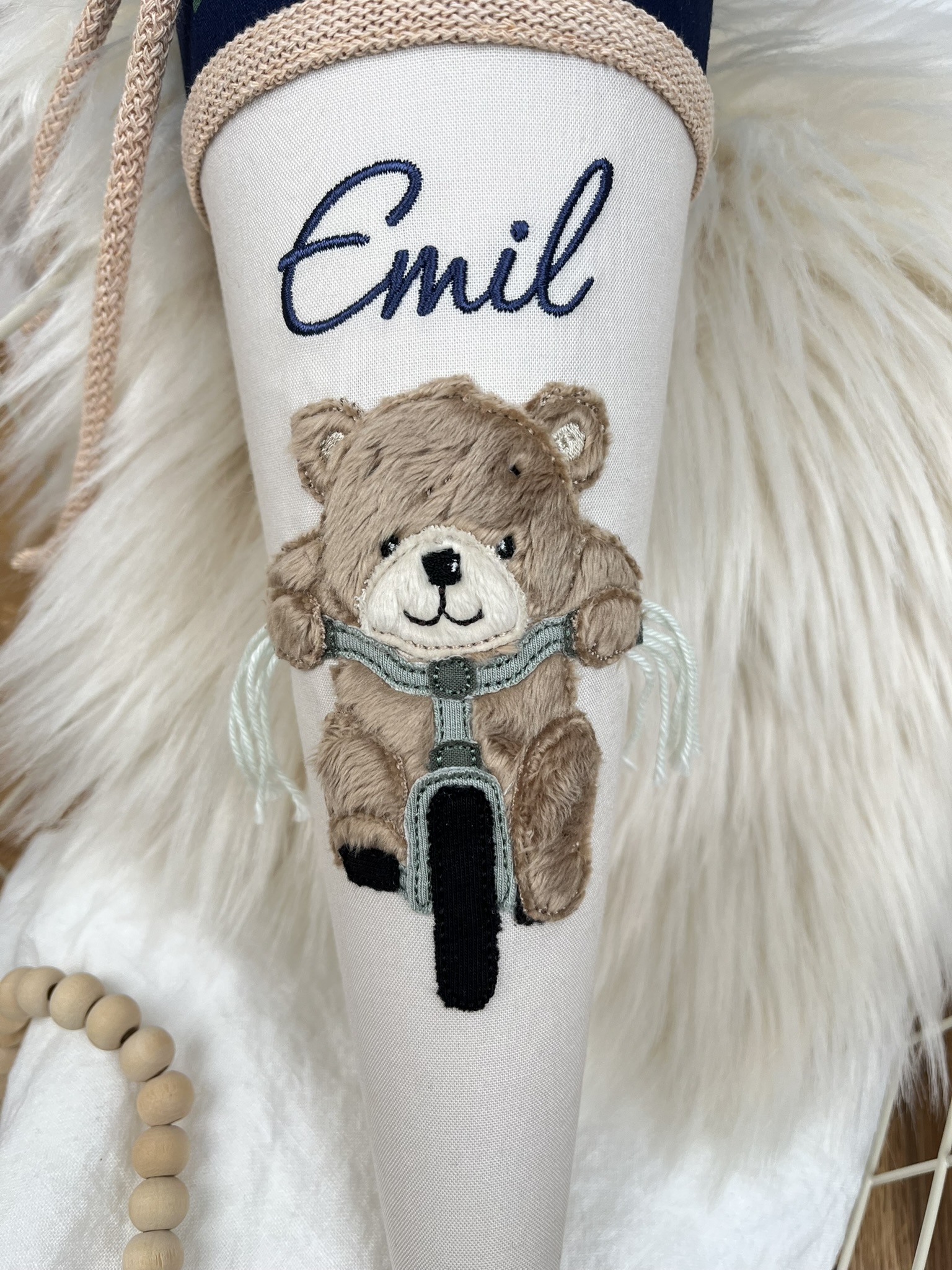 Geschwistertüte Kindergartentüte "Bär auf dem Rad"