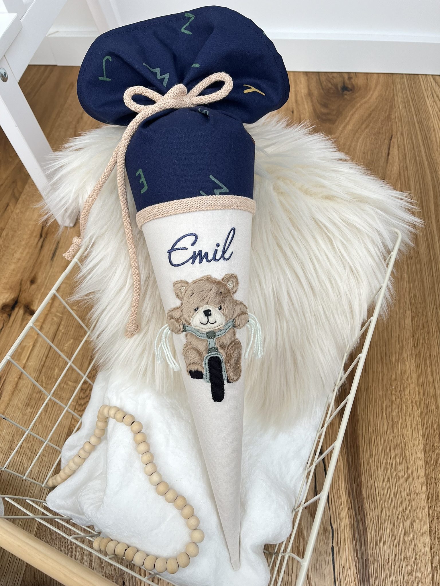 Geschwistertüte Kindergartentüte "Bär auf dem Rad"
