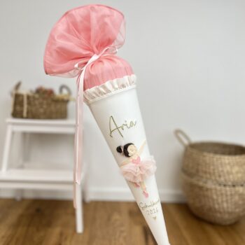 Schultüte Ballerina Apricot – personalisiert