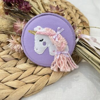 Klettie Einhorn Flieder – hochwertiges 3D Motiv zur Einschulung