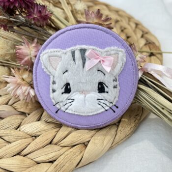 Klettie Katze Flieder– hochwertiges 3D Motiv zur Einschulung