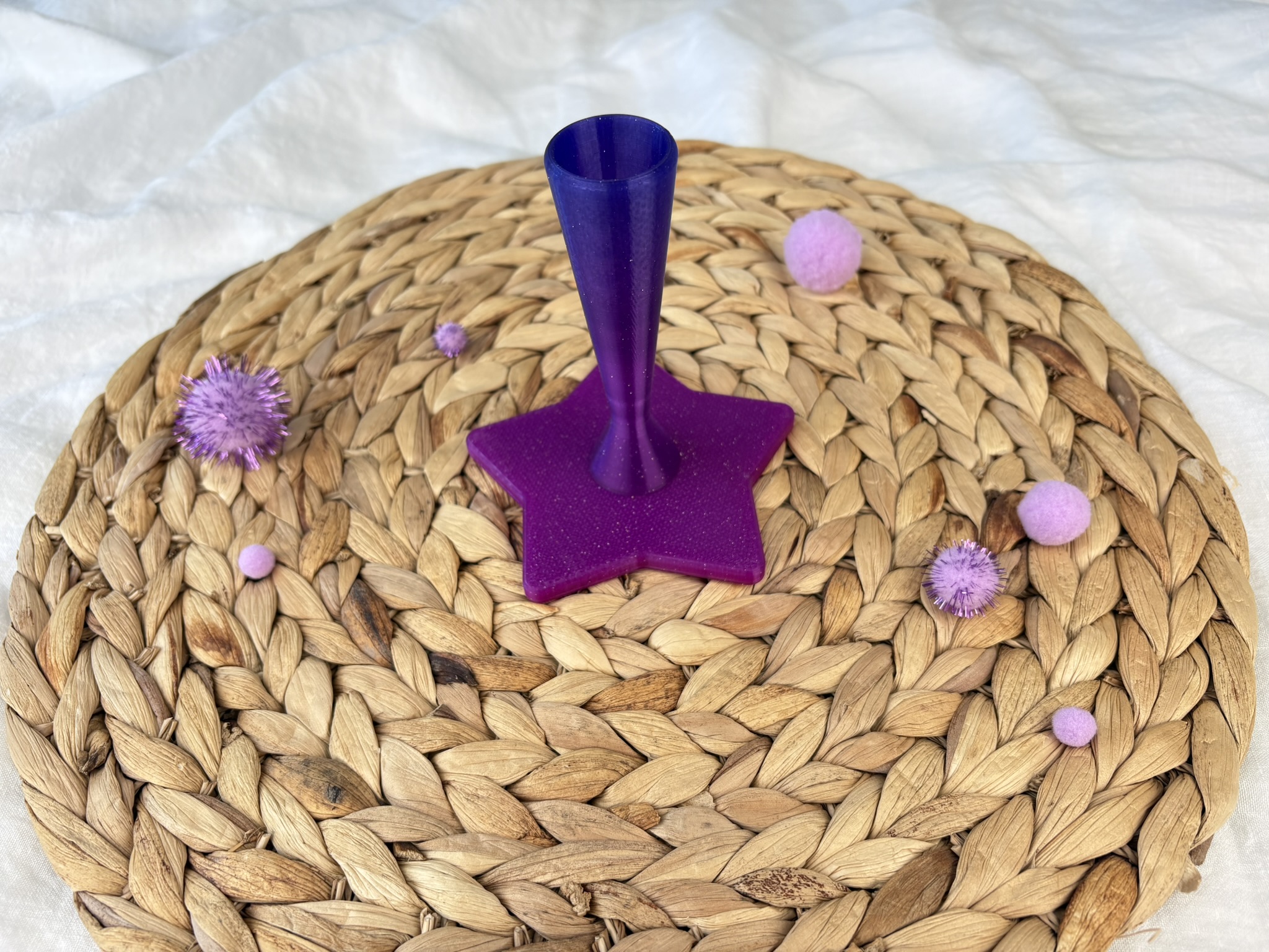 Schultütenständer Stern mit Farbverlauf Lila-Pink und Glitzer, 3D gedruckt (Foto 1)