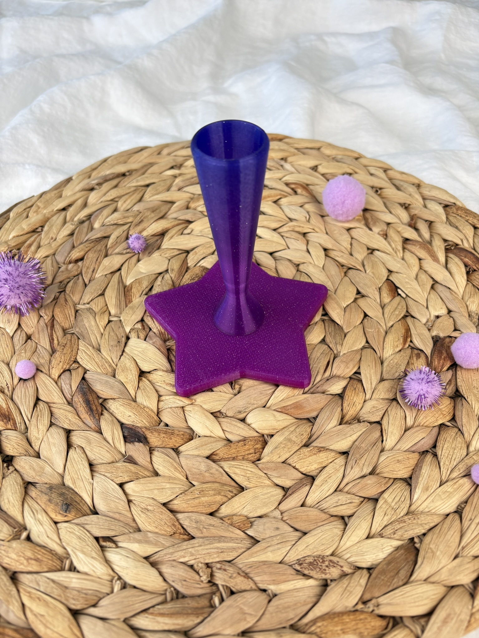 Schultütenständer Stern mit Farbverlauf Lila-Pink und Glitzer, 3D gedruckt (Foto 2)