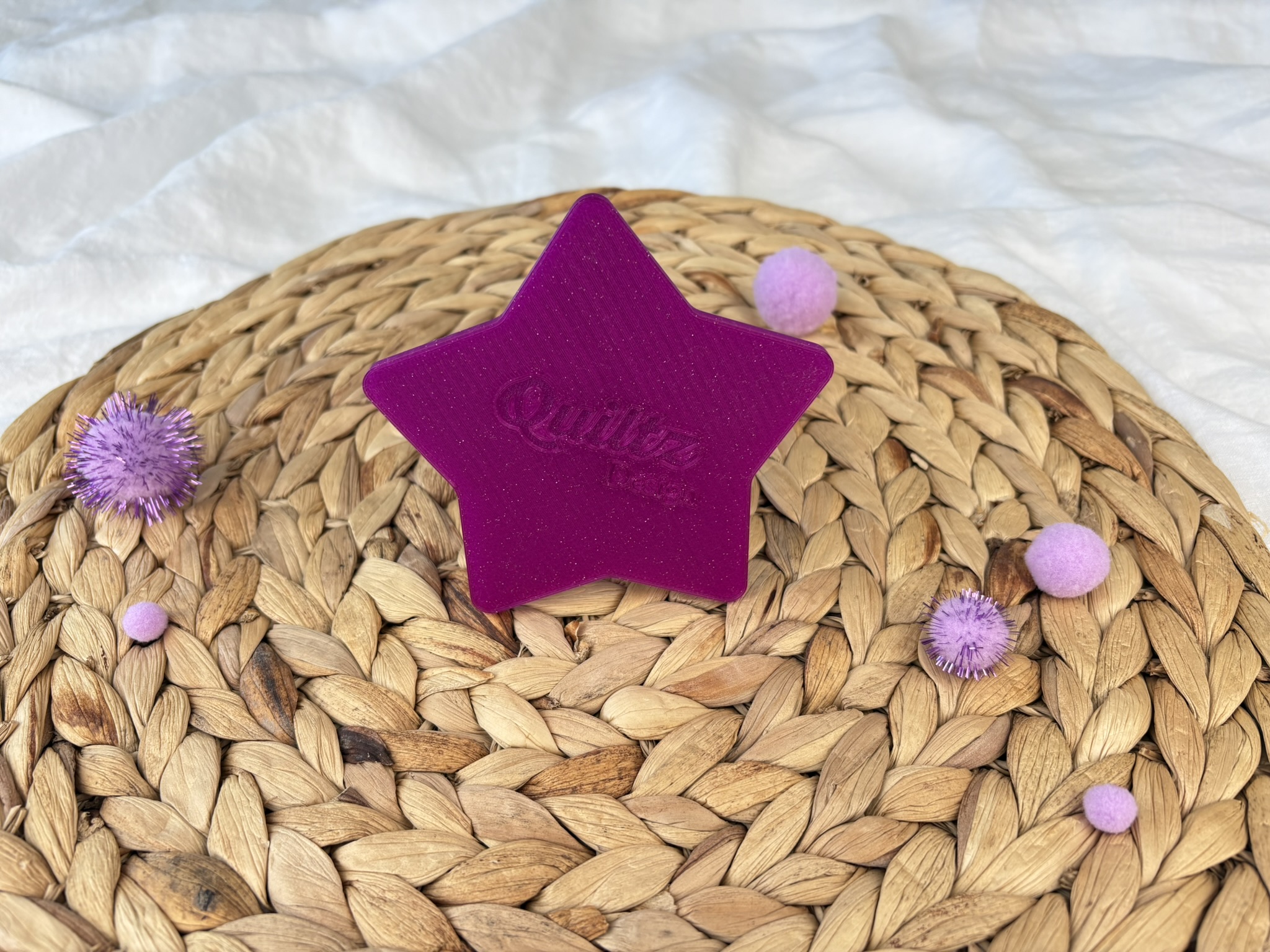 Schultütenständer Stern mit Farbverlauf Lila-Pink und Glitzer, 3D gedruckt (Foto 4)
