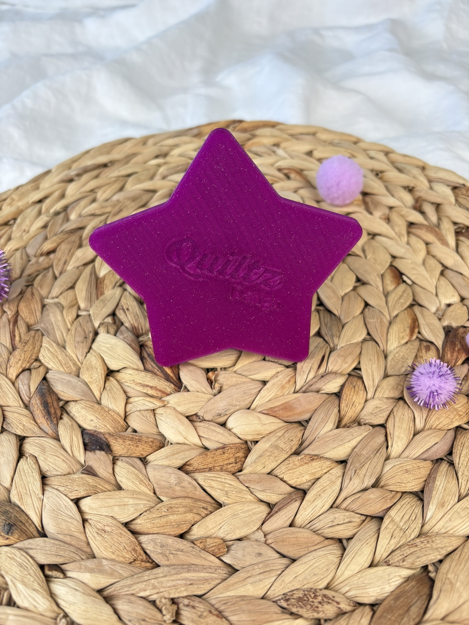 Schultütenständer Stern mit Farbverlauf Lila-Pink und Glitzer, 3D gedruckt (Foto 5)